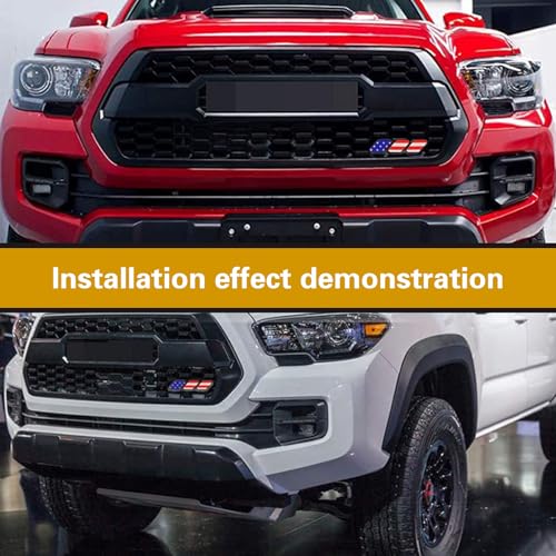 Image of ijuicy 1 PC TRD Tri-Color Grille Decor Badge Emblem, Car Truck Label Decoration Accessories, Compatible with Tacoma 4Runner Tundra Sequoia Rav4 Highlander (American Flag)
