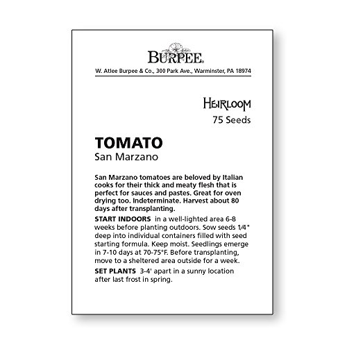 Burpee 'San Marzano' Heirloom, Paste Tomato, 75 Non-GMO Seeds