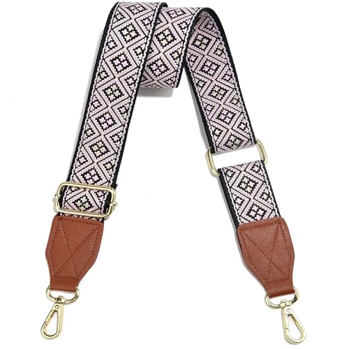 Image of Purse Strap,1.5 inch Leather End Shoulder Strap Adjustable Replacement,Retro Multi-Pattern Crossbody Bag Straps