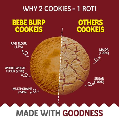 Image of BE'BE' BURP Choco Multigrain Cookies for Kids - 150gm (Pack of 2) | No Maida, No Artificial Preservatives & Flavours | Made with Organic Grains, Jaggery & Cow Ghee | Tasty & Healthy Cookies For Kids