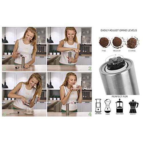 Moedor de café OYJJ, Moedor de café em aço inoxidável portátil Sal marinho Moedor de especiarias Gar