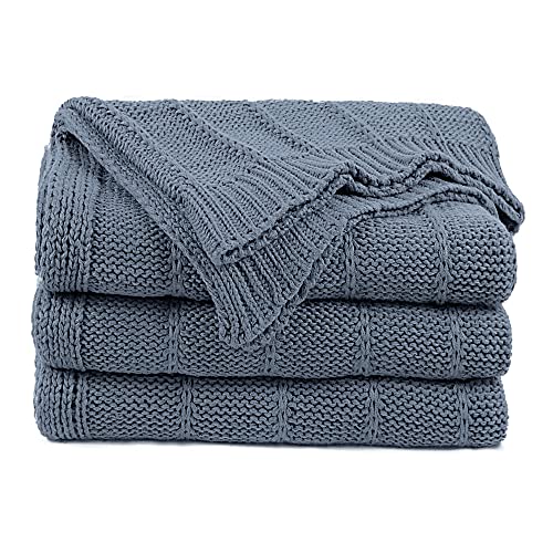 Vhorate Kuscheldecke Strickdecke, Weich Warm Grob Gestrickt Decke Strick Sofa, Tagesdecke, Tischdecke, Wohndecke für Bett Sofa und Couch, Blau 150x200cm Cover