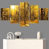SIGNWIN 5 Panel Canvas Wall Art Modern Art Expressive Forest Multicolor Photography Romantics Scenic for Home Decorations Ready to Hang - 60