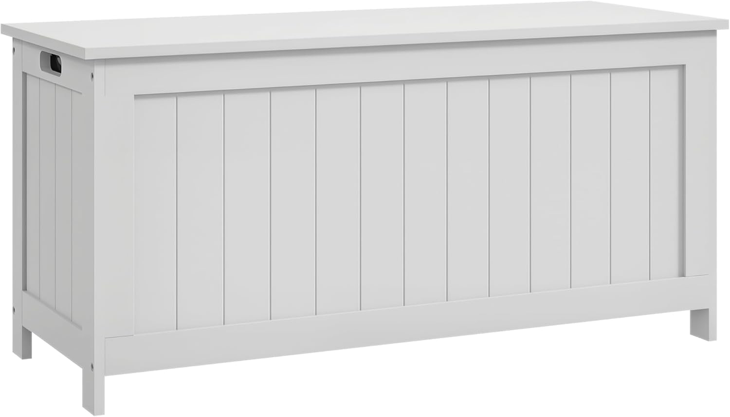 HOMCOM Storage Bench, Storage Chest with 2 Safety Hinges and Cut-Out Handles, Modern Wooden Trunk for Living Room, Entryway, 39.4" x 15.7" x 18.9", White