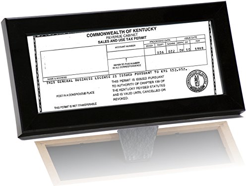 Creative Picture Frames 8.5 by 3.5 Inch Black License Frames for Cosmetology Professionals - State Board License Holder Displays, Tax License and More - Self Standing with Hanger (Pack of 4)