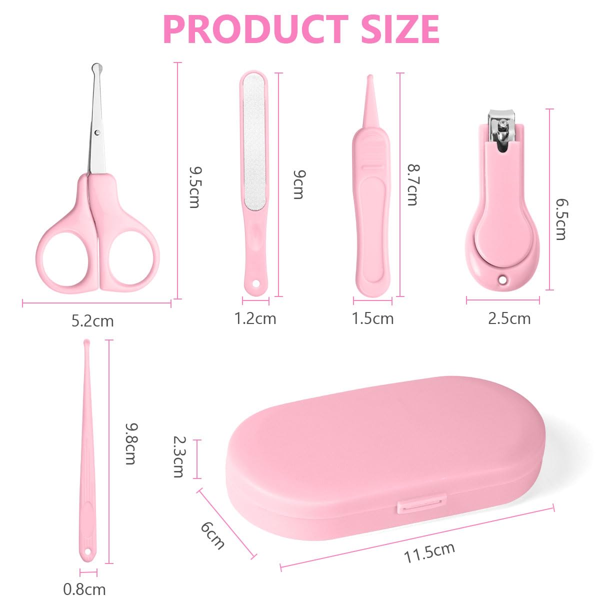 Vicloon Manucure Bébé,5pcs Bébé Soins des Ongles Set,Kit Soins des Ongles Bébés et Jeunes Enfants,Coupe-Ongles,Ciseaux, Lime,Pince et Choix d'oreille
