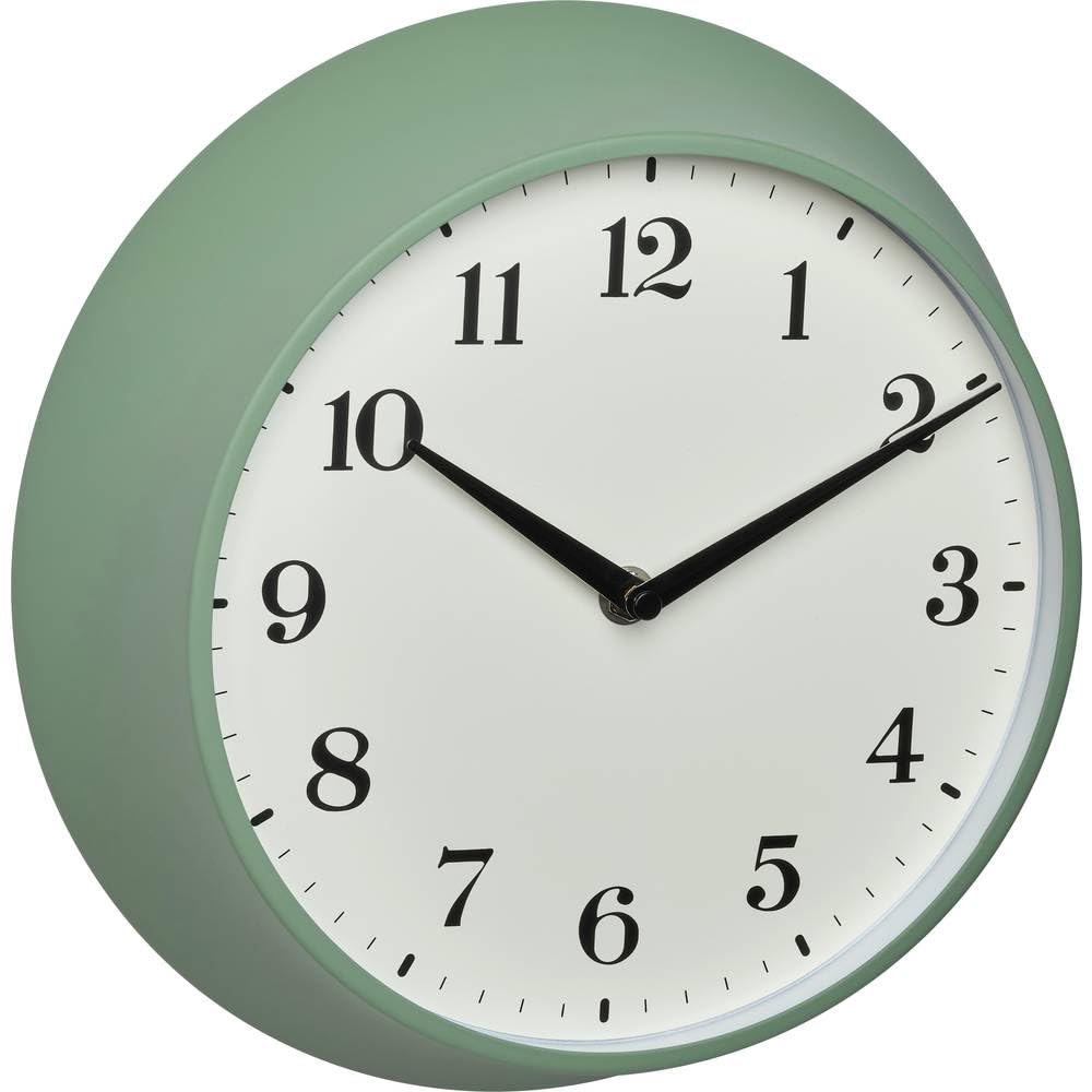 TFA Dostmann Orologio da parete analogico retrò, 60.3540.04, orologio da parete radiocomandato, in metallo, verde