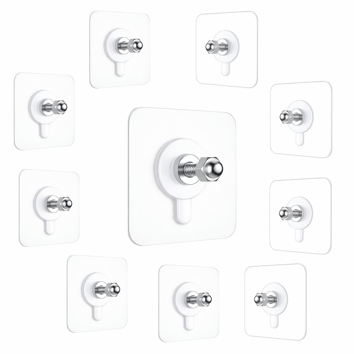 JIALTO 10 Pcs Adhesive Nails Wall Poster Non-Trace Stick Wall Hook, Adhesive Hooks, Heavy Duty Wall Hooks for Hanging, Durable Practical Transparent Strong Adhesive Screw Wall Nail Hook