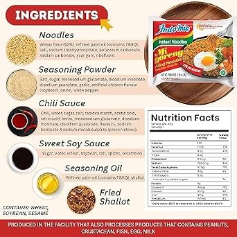 Indomie Mi Goreng Instant Noodles, Halal, 60 Pack 30 Original + 30 Chicken Curry Flavor (Pack of 60)