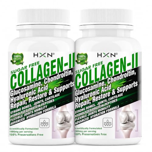 Image of HXN Joint Support Supplement with Glucosamine | Hydrolyzed Collagen Type 2, Hyaluronic Acid, Boswellia & Chondroitin | Knee Cartilage Flexibility, Mobility & Bone Health | 120 Veg Tablets for Men & Women
