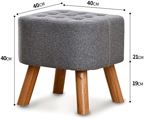 UUSSHOP Square Wooden Support Upholstered Footstool Ottoman Pouffe Padded Chair Stool with Removable Linen Cover 4 Beech Legs (Grey)