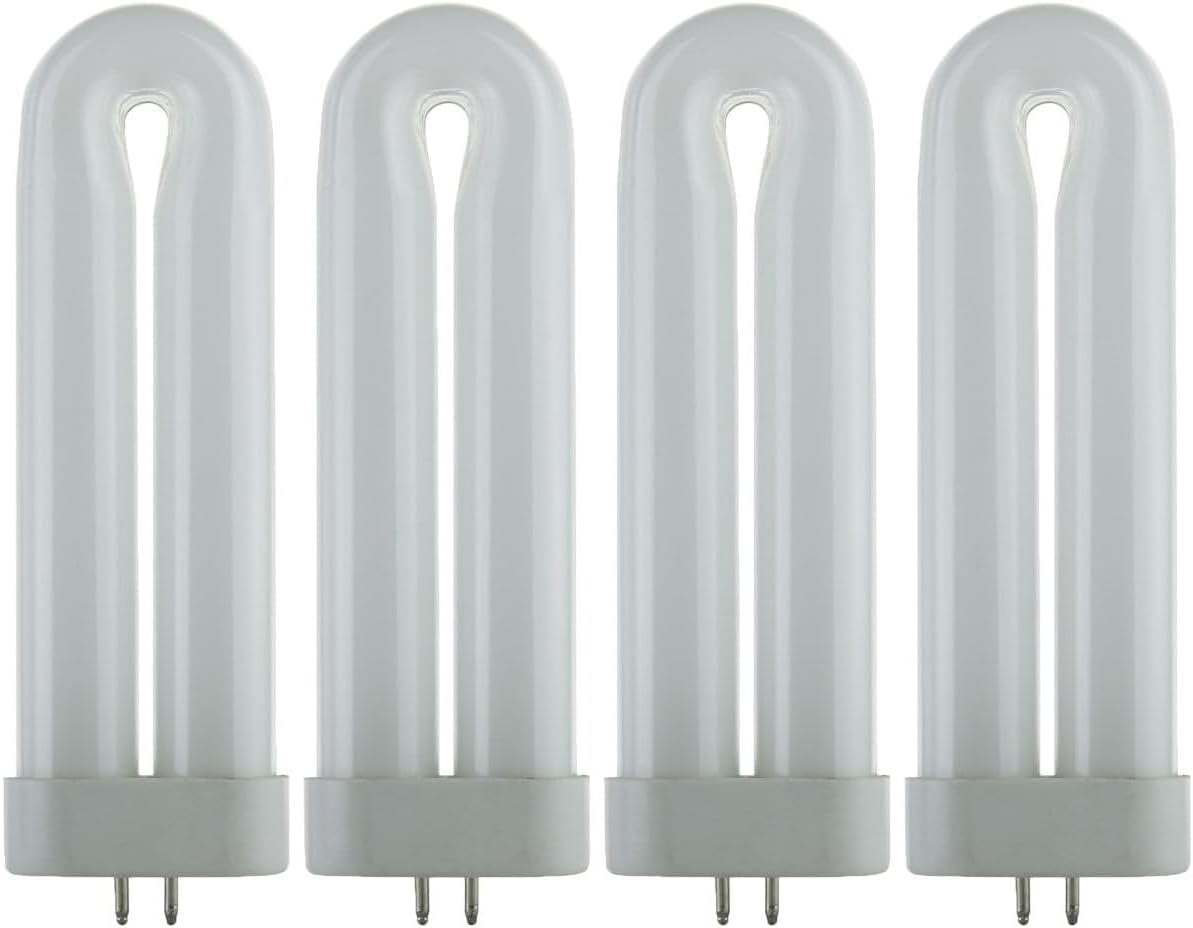 Diodesy- T6 U Shaped Fluorescent Black Light Replacement Bulbs UV Light 365nm Color Wavelength 8W GX10q 4-Pin Base Pack of 4- for Party Lights Restaurants Clubs