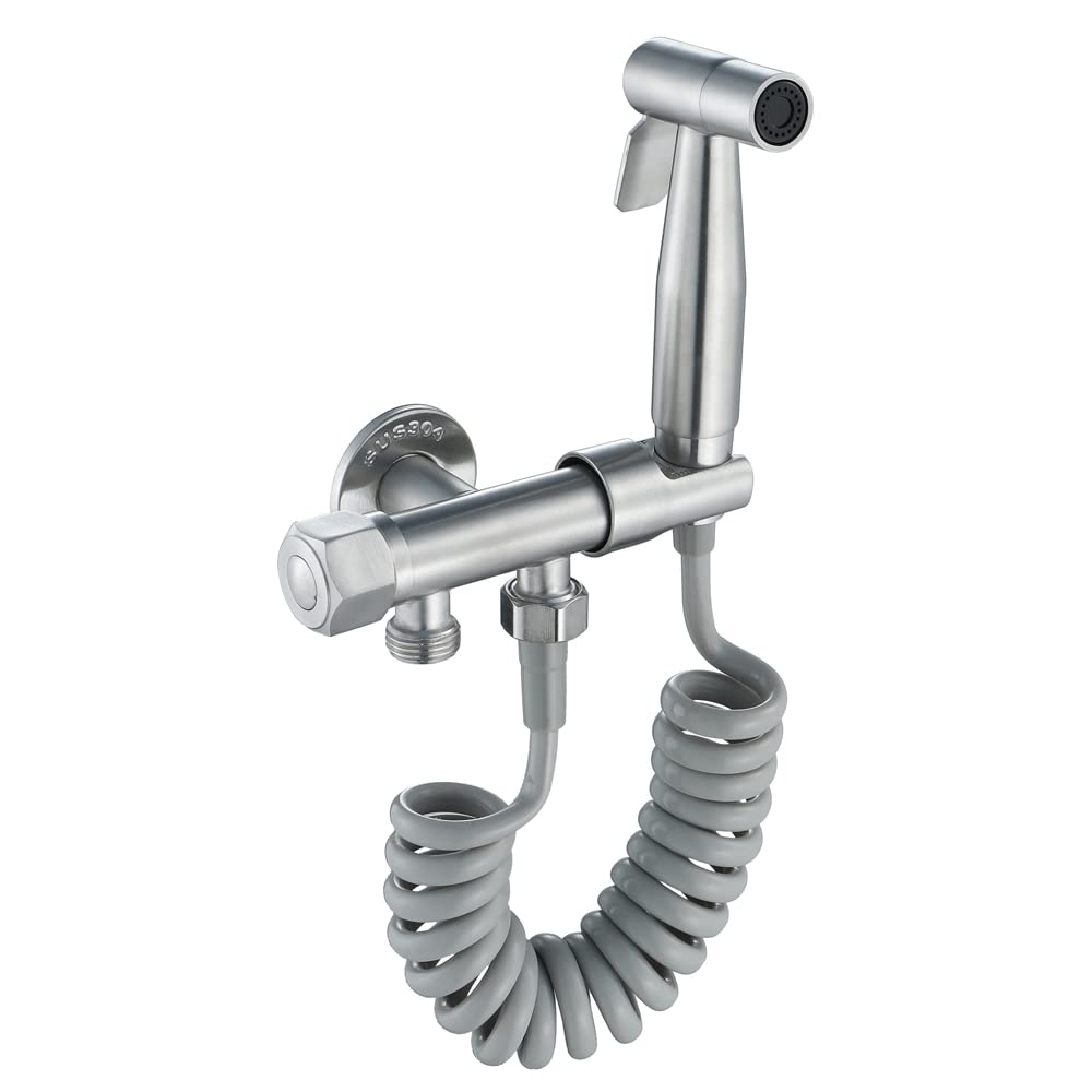 Rociador de inodoro de mano para baño familiar instalado en pared con grifo de acero inoxidable