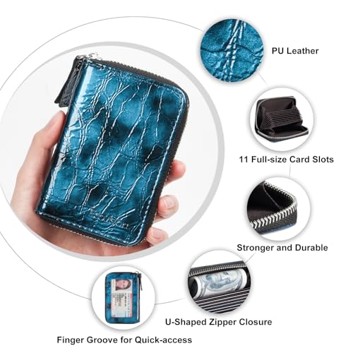 Image of Credit Card Wallet, RFID Card Case Wallet, Zipper Card Cases Holder for Men Women, RFID Blocking, KeyChain Wallet, Compact Size Card Organizer Case for Women