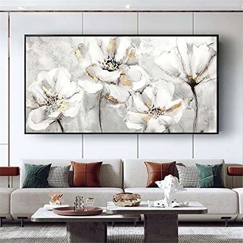 ZMFBHFBH Chinese Oversized Wall Art Moderne Woonkamer Muur Decor Bloem Schilderij Grote Canvas Art Wall Pictures… - Afbeelding 5