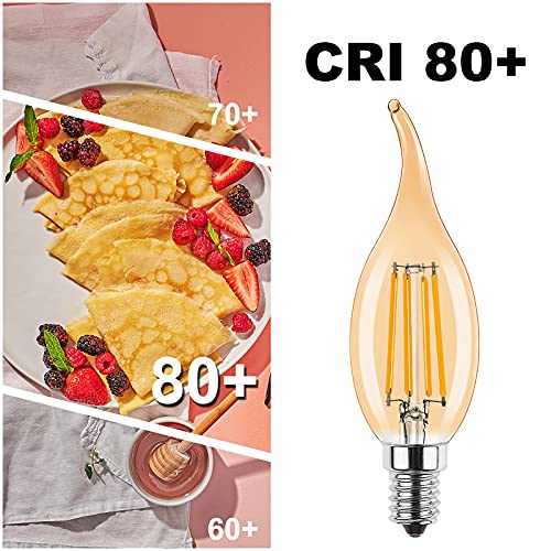 ProCrus E14 LED Candle Light Bulb,4W LED Light Bulbs for Chandelier,C35 Small Edison Screw Candelabra SES LED Bulb,2700K Warm White,Equivalent 35 Watt,350LM,Not Dimmable,Amber,Pack of 10 - Image 4