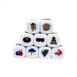 Mbarbs Color Story Dices Storytelling Cubes Creativity Hub Game 9 Pieces Funny Dice 1 Housework Dice Acrylic Fun Family Game Hub for Kids and Adults