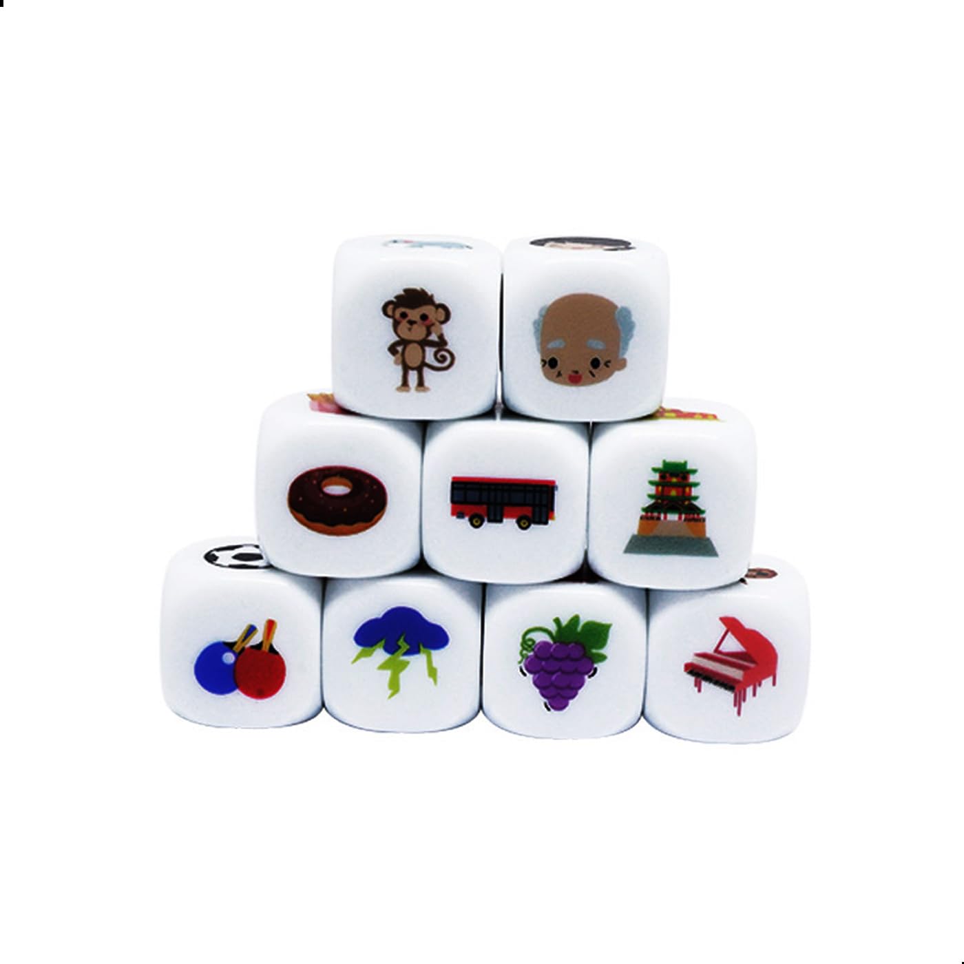 Color Story Dices Storytelling Cubes Creativity Hub Game 9 Pieces Funny Dice 1 Housework Dice Acrylic Fun Family Game Hub for Kids and Adults