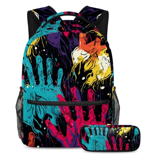 Cartable grande capacité graffiti patte avec trousse Large