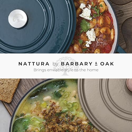 Barbary & Oak Nattura 28cm/3.8L Shallow Cast Iron Casserole/Dutch Oven/Cooking Pot with Durable Enamel Interior, Self Basting Lid, Induction Compatible, Cashmere, BO800322CSH - Image 6