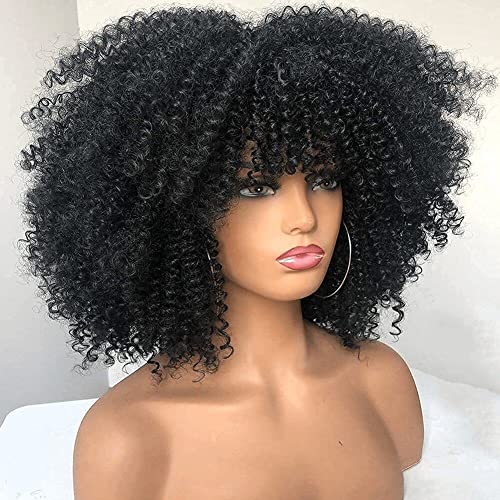 Perruque Afro Bouclée et Résistante à la Chaleur - Fibre Synthétique Ombré Brun - 6