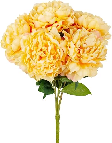 Miniatura 5 de Factory Direct Craft Ramo de peonía amarilla artificial de seda artificial de flores de peonía para primavera vacaciones de Pascua fiestas y bodas