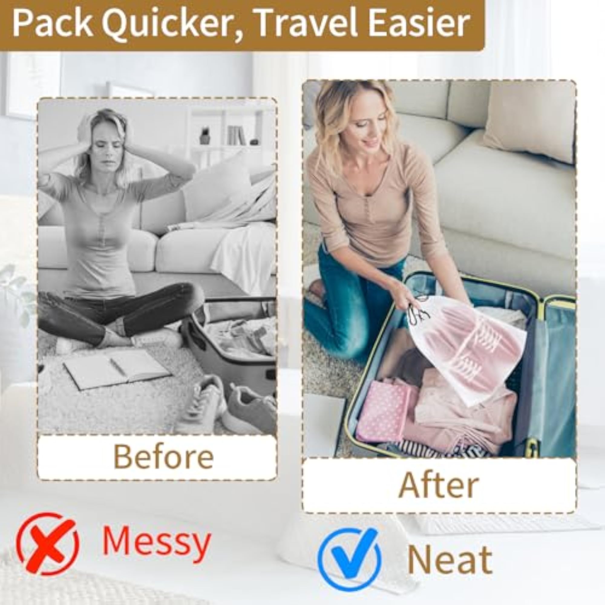20/50 Pack Shoe Bags for Travel, Translucent Design