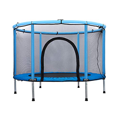 WONDERHOO Kids Trampoline with Safety Enclosure Net, Fitness Trampoline Built-in Zipper Heavy Duty Frame, Exercise Mini Trampoline Rebounder for Indoor/Garden Workout (Blue)