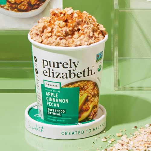 Purely Elizabeth Organic Apple Cinnamon Superfood Oatmeal Cups, Great for Overnight Oats, Gluten-Free, 2 Ounce (Pack of 12)