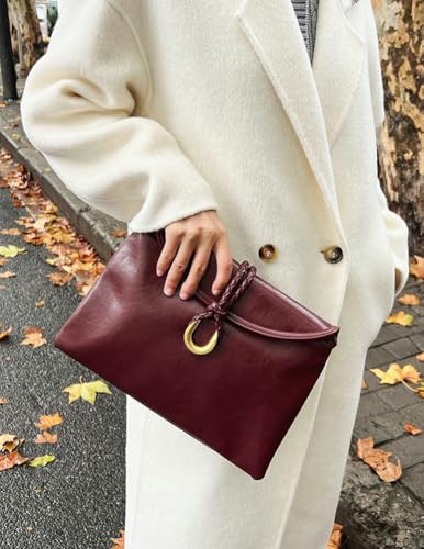 Large Shoulder Bag Clutch for Women Soft Leather Envelope Bag Crossbody Bag Vintage Handbag Messenger Bag Work Shoulder Purse3