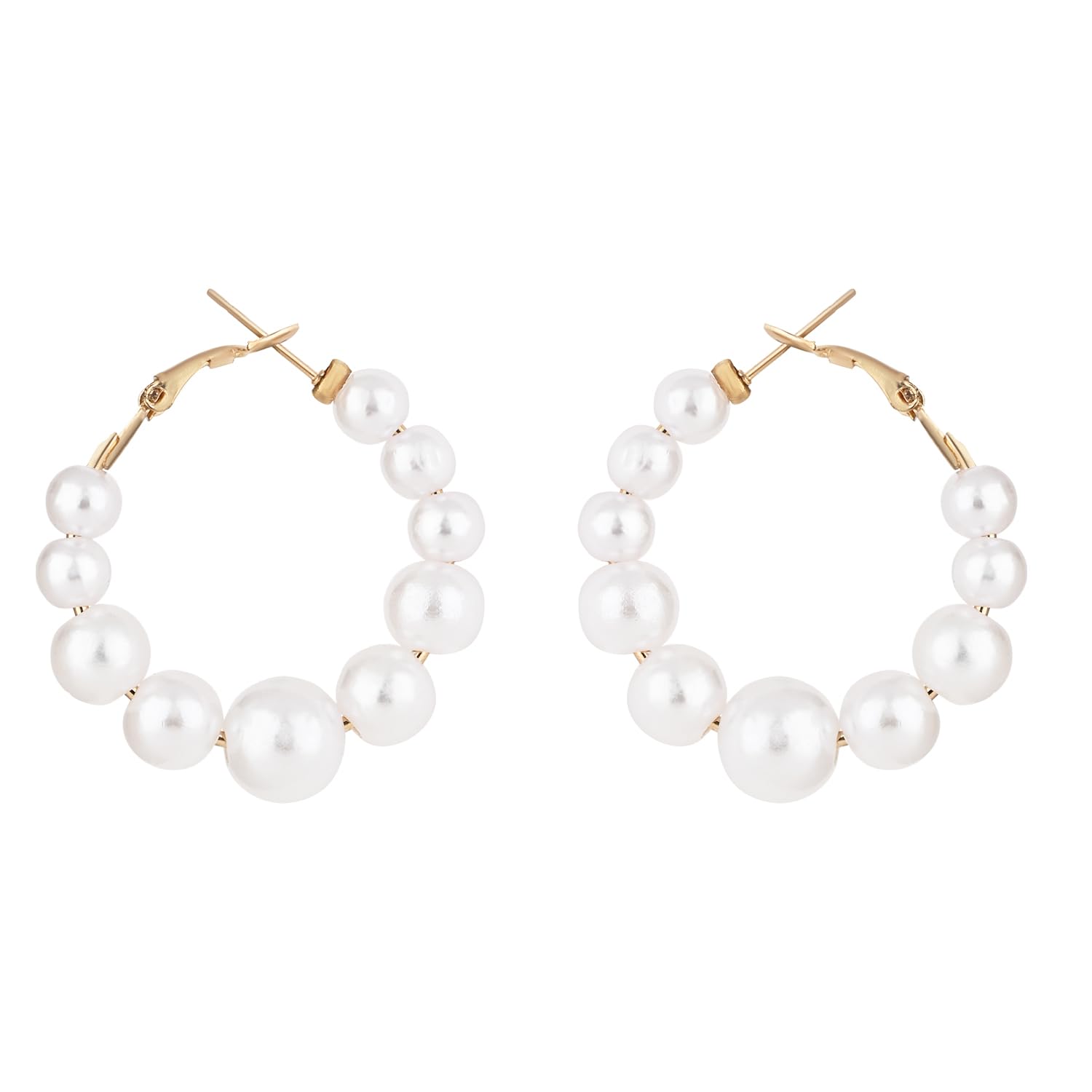 I Jewels Women Latest Stylish Gold Plated Lightweight Round Pearl Chunky Earrings (Style8) (E3211W) (B0D337G7QL) Amazon Price History, Amazon Price Tracker