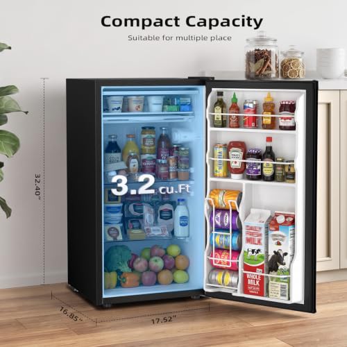 Image of Antarctic Star 3.2 Cu.Ft. Compact Refrigerator,Single Door Mini Fridge with Adjustable Thermostat,Low noise for Apartment,Dorm,Office,BLACK
