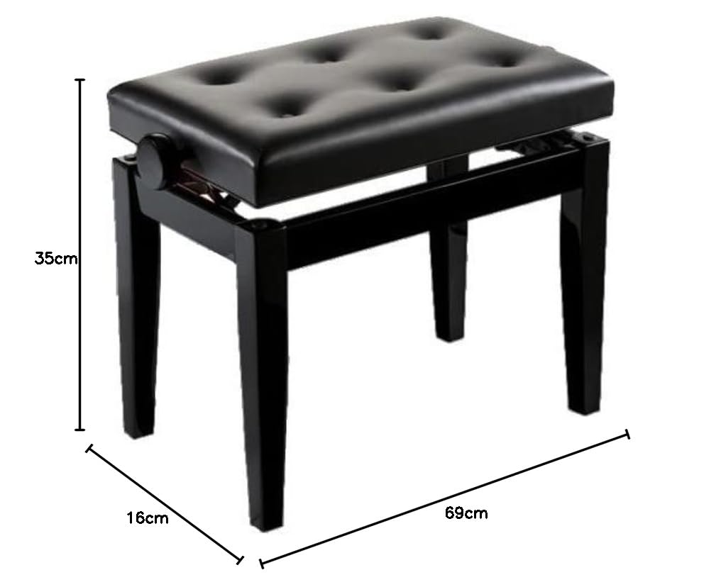 OQAN 030008 Panca per Pianoforte, Legno, Regolabile in Altezza, Nero