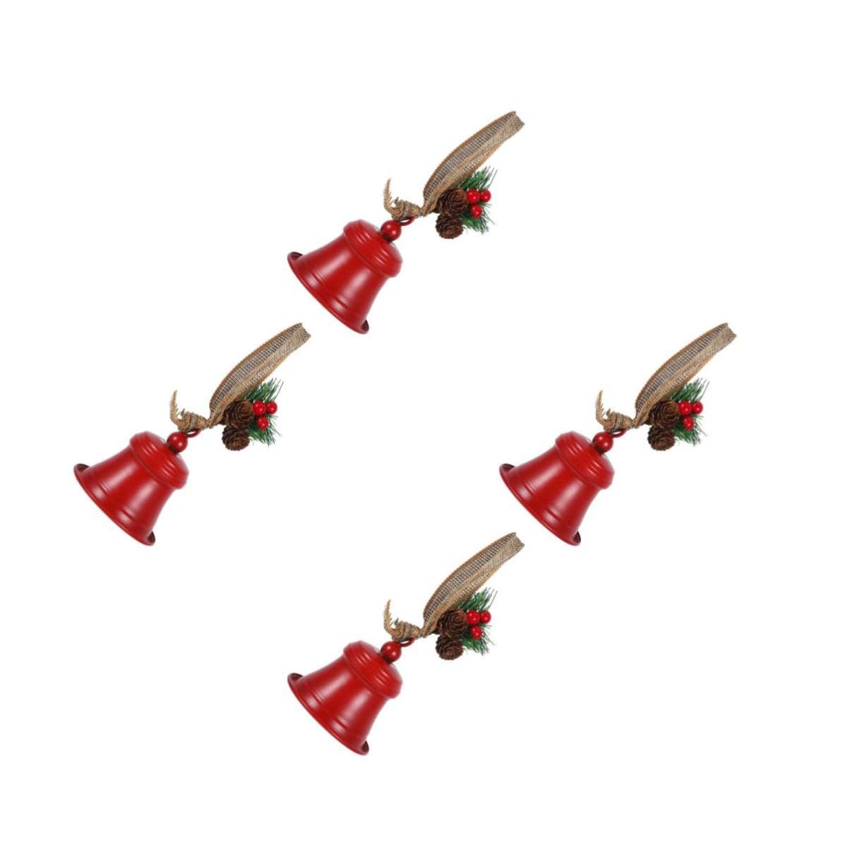 FRCOLOR 4 Piezas Cascabel Navideño Colgante de Hierro Rojo, Decoración