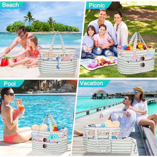 Image of HUANLANG Extra Large Beach Bag Waterproof Beach Totes Bags for Women Men,Pool Bag with Zipper Wet Pocket