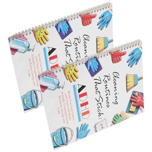 Planificador de limpieza sin fecha y cuaderno minimalista de escritura suave, 2 piezas
