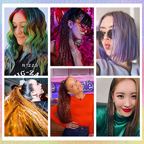 Uptoup 46 Inch Hair Tinsel With Tools 12 Colors 2000 Strands Hair Tinsel Kit Glitter Hair Extensions Sparkling Shiny Hair Extensions Silk Fairy Hair Tinsel Strands Kit Hair (46 Inch, 12 Colors) #TOP5