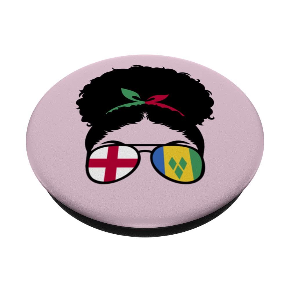 England and Vincent Mix Afro Half English half Vincentian PopSockets Swappable PopGrip, Black - Image 2