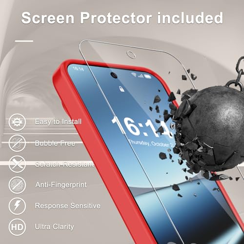 Image of for Google Pixel 10 /10 Pro Case, Matte Magnetic Phone Cover [with 1 Screen Protector] [Support for MagSafe] [Shockproof Military Grade Protection] Translucent Frosted Back, Red