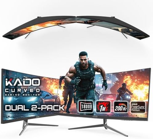 Kado Dual Gaming Monitor Setup - 2-Pack 30" Curved 1800R 21:9 Ult...