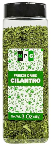 NPG Freeze-Dried Cilantro 3 Oz, Fresh Dehydrated Coriander Flakes, Dhania Leaves, Lime Seasoning, Mexican Spices, Perfect for Cooking, Soups, Salsas, and Garnish