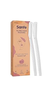 Sanfe Glide Face Razor For Facial Hair Removal For Women - Pack of 2 | Instant & Painless Hair Removal| Eyebrows, Upper lips, Chin, Side Locks, Forehead | Stainless steel blade & Firm Grip | Weekly Pack | Protective Sleeve