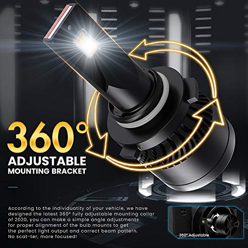 9006 Led Bulbs, Car Rover 100W High Power 20,000Lm Extremely Bright 6000K Hb4 Conversion Kit Adjustable Beam, Halogen Replacement #TOP3