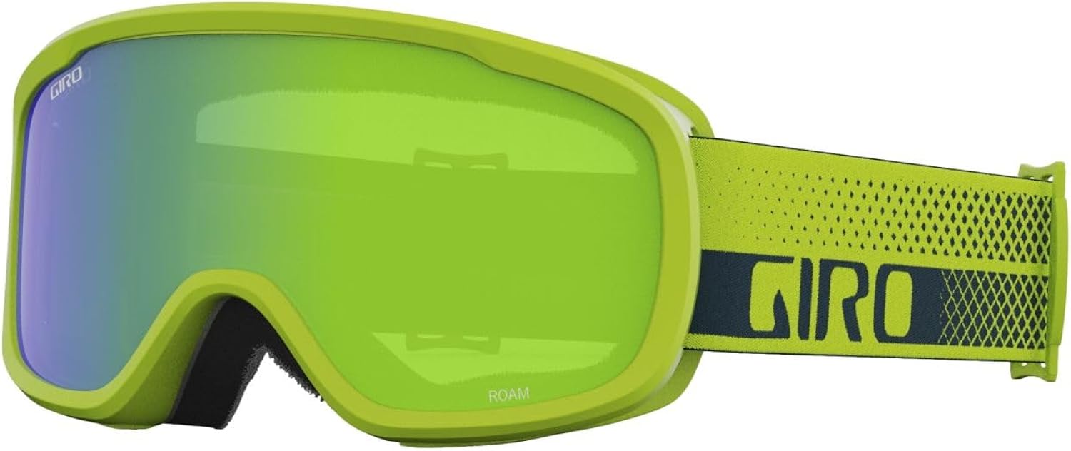 Giro Roam Ski Goggles - Snowboard Goggles for Men, Women & Youth - 2 Lenses Included - Anti-Fog - OTG (Over Glasses) Ano Lime Flow Loden Green/Yellow