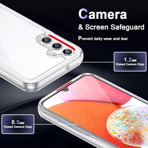 Image of Case for Samsung Galaxy A14 5G /4G, Military Grade Drop Protection Phone Case, Yellowing Resistant, Anti-Scratch Hard PC Back, Shockproof Hard Ultra-Thin Protective Cover, Clear