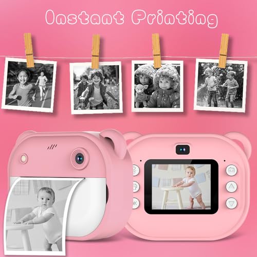 IXROAD Sofortbildkamera Kinder, Kinderkamera mit Drucker, Kamera Sofortdruck, Digitalkamera Fotoapparat Fotokamera mit Selfie, Fotolicht, MP3, Bildschirm 2 Zoll, 32GB Karte, Thermopapier – Bild 6