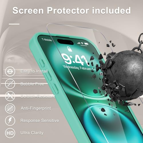 Image of YENAPOON for iPhone 17 Case, Matte Magnetic Phone Cover [with 1 Screen Protector] [Support for MagSafe] [Shockproof Military Grade Protection] Translucent Frosted Back, Teal