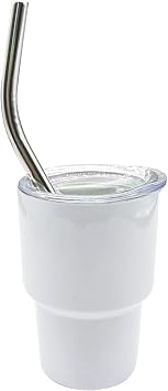 Mini 2 oz Tumbler Shot Glass with Straw, Stainless Steel Double Wall Insulated Cups with Lids Travel Mug, Christmas Gift for Women and Men, Beverages,Coffee,Tea White