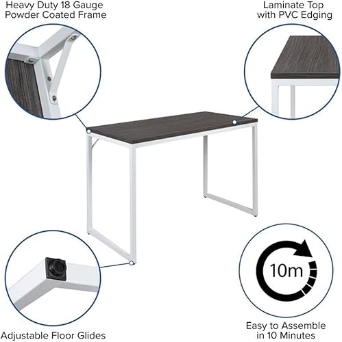 Miniatura 63 de Flash Furniture escritorio para computadora Nogal rústico,Negro,Blanco,Arce,Mahogany,Gris (rustic gray),Nogal,https://www.amazon.com/dp/undefined