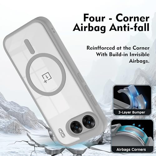 Image of V-TAN Back Cover for Oneplus Nord 4 5G Compatible Case, Matte Finish Transparent Magnetic Case, TPU, Camera Protective Shockproof Cover (Grey)